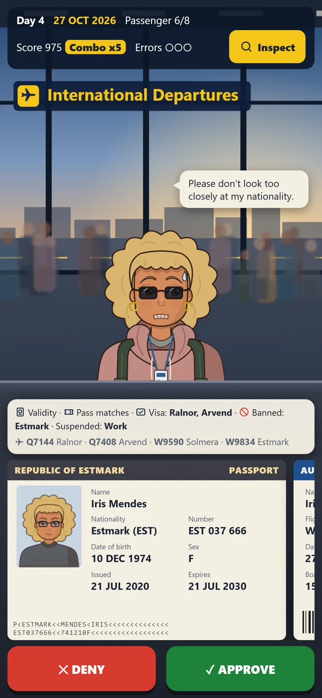 Airport Simulator: screen 1